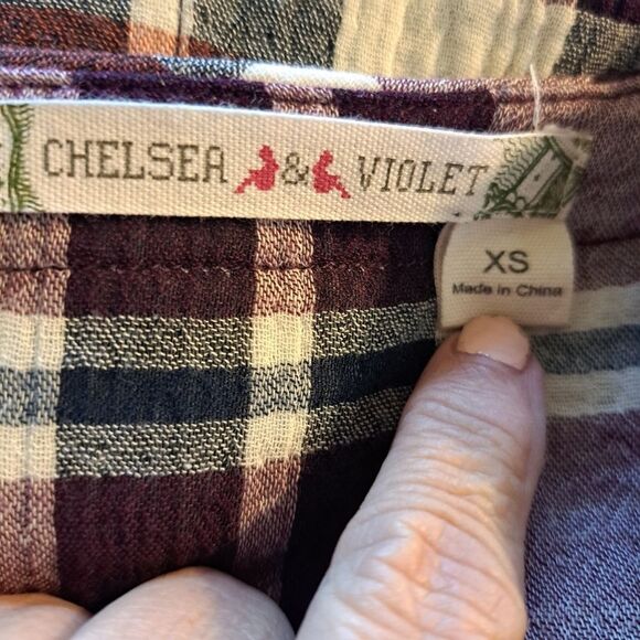 Chelsea & Violet Purple Tartan Design Preppy Plaid Mini Dress Size S - Picture 6 of 12